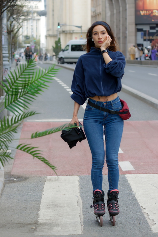 Pretty woman on rollers